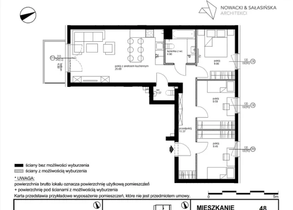 Rzut - Mieszkanie na sprzedaż 4 pokoje o powierzchni 74,51 m² - numer B6.48 w Andromeda