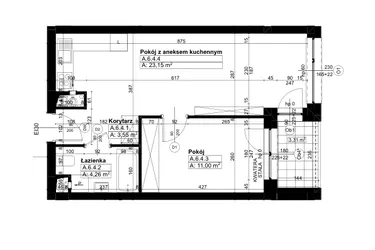 Rzut - Mieszkanie na sprzedaż 2 pokoje o powierzchni 42,03 m² - numer A/6/4 w Świerzawska 13
