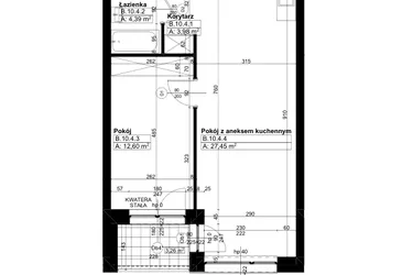 Rzut - Mieszkanie na sprzedaż 2 pokoje o powierzchni 47,45 m² - numer B/10/4 w Świerzawska 13