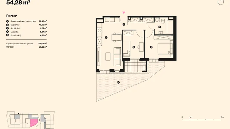 Rzut - Mieszkanie na sprzedaż 3 pokoje o powierzchni 53,09 m² - numer 36 w Sołtysowska