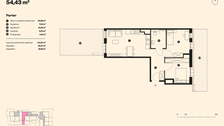 Rzut - Mieszkanie na sprzedaż 3 pokoje o powierzchni 53,33 m² - numer 38 w Sołtysowska
