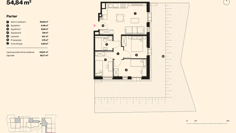 Rzut - Mieszkanie na sprzedaż 4 pokoje o powierzchni 53,75 m² - numer 4 w Sołtysowska