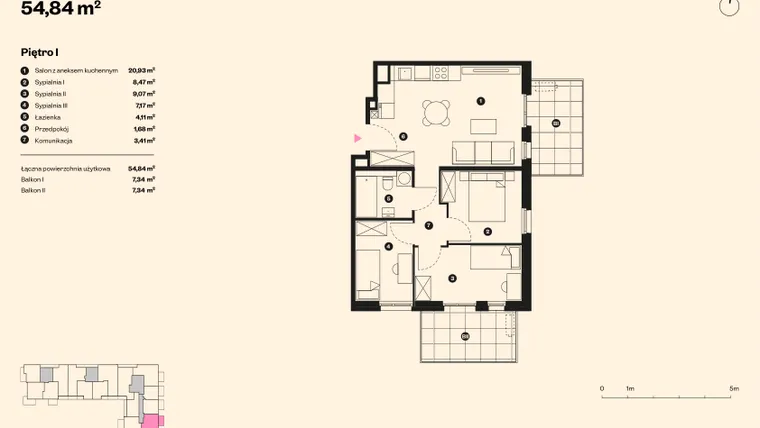 Rzut - Mieszkanie na sprzedaż 4 pokoje o powierzchni 53,64 m² - numer 11 w Sołtysowska