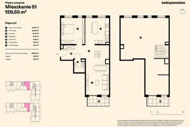 Rzut - Mieszkanie na sprzedaż 5 pokoi o powierzchni 126,5 m² - numer 51 w Sołtysowska