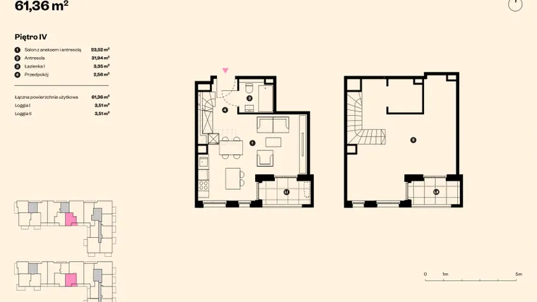 Rzut - Mieszkanie na sprzedaż 3 pokoje o powierzchni 60,22 m² - numer 52 w Sołtysowska