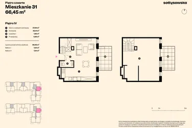 Rzut - Mieszkanie na sprzedaż 3 pokoje o powierzchni 64,39 m² - numer 31 w Sołtysowska