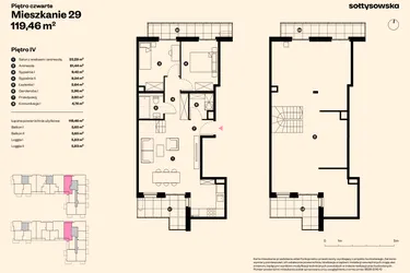 Rzut - Mieszkanie na sprzedaż 6 pokoi o powierzchni 117,66 m² - numer 29 w Sołtysowska