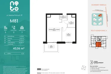 Rzut - Mieszkanie na sprzedaż 2 pokoje o powierzchni 40,06 m² - numer M81 w No To Naramowice