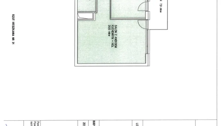 Rzut - Mieszkanie na sprzedaż 2 pokoje o powierzchni 49,06 m² - numer B.21 w Wólczańska 248 - etap II