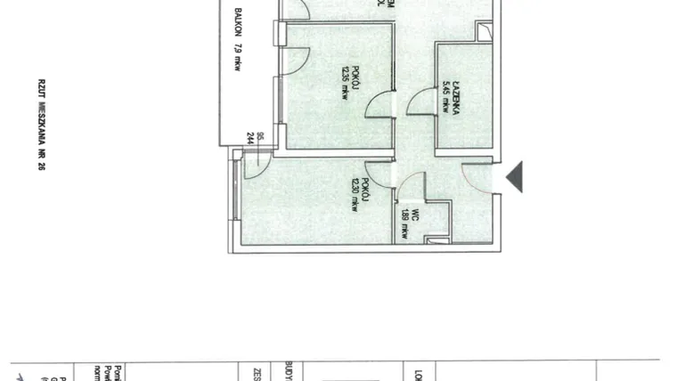 Rzut - Mieszkanie na sprzedaż 3 pokoje o powierzchni 69,7 m² - numer B.26 w Wólczańska 248 - etap II