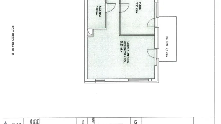 Rzut - Mieszkanie na sprzedaż 3 pokoje o powierzchni 69,82 m² - numer B.28 w Wólczańska 248 - etap II