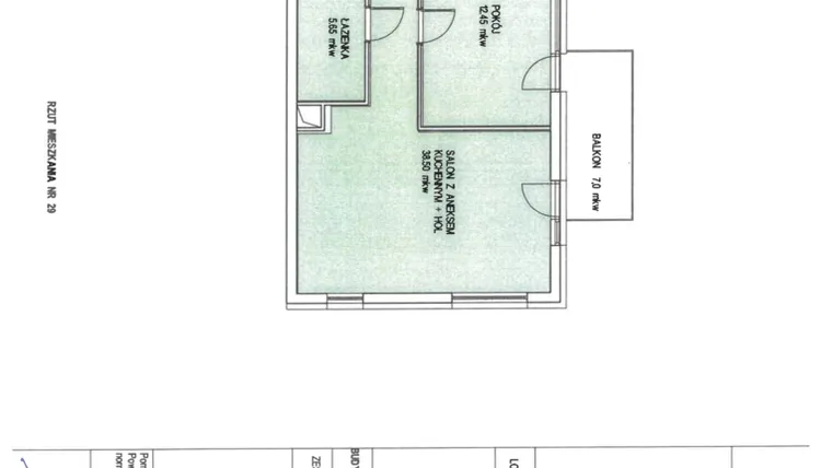 Rzut - Mieszkanie na sprzedaż 3 pokoje o powierzchni 69,26 m² - numer B.29 w Wólczańska 248 - etap II