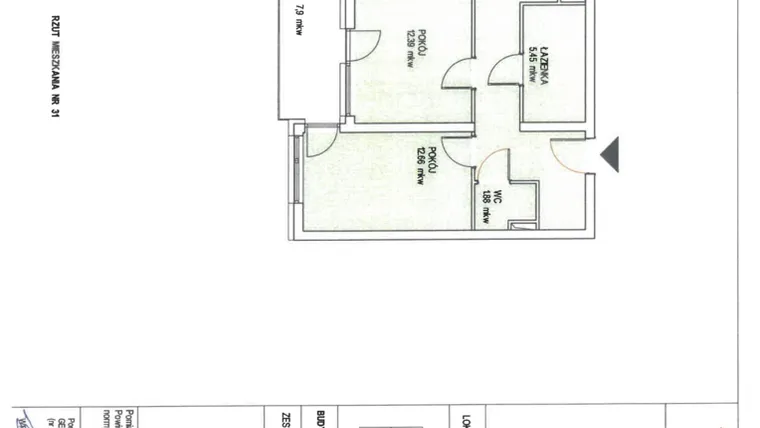 Rzut - Mieszkanie na sprzedaż 3 pokoje o powierzchni 70,02 m² - numer B.31 w Wólczańska 248 - etap II