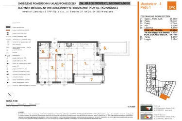Rzut - Mieszkanie na sprzedaż 3 pokoje o powierzchni 57,82 m² - numer 4 w Zarzecze II Pruszków