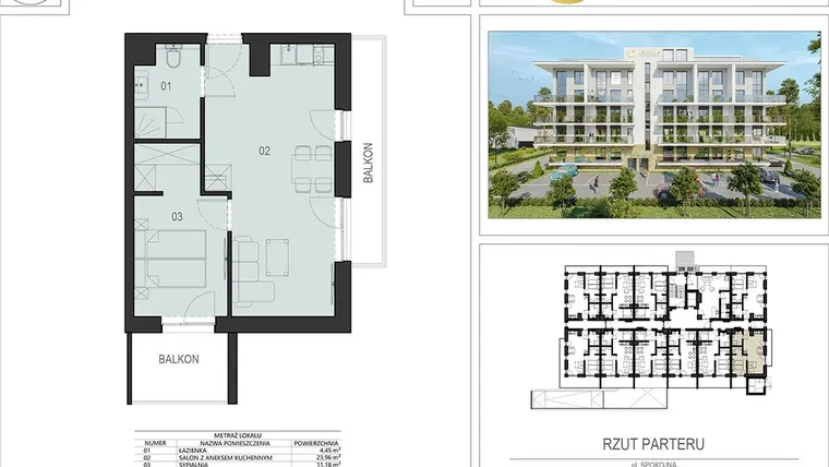 Rzut - Mieszkanie na sprzedaż 2 pokoje o powierzchni 39,11 m² - numer 0.02 w Ustronie Supreme Apartments