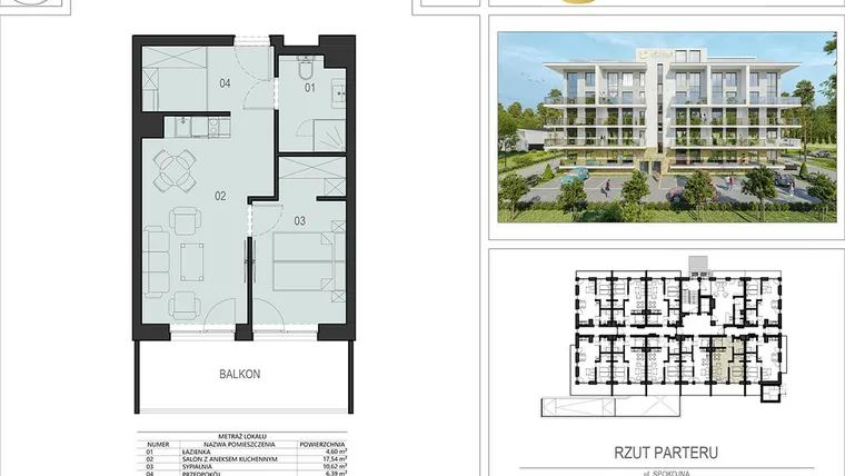Rzut - Mieszkanie na sprzedaż 2 pokoje o powierzchni 39,07 m² - numer 0.03 w Ustronie Supreme Apartments