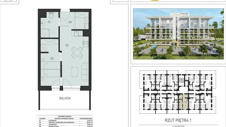 Rzut - Mieszkanie na sprzedaż 2 pokoje o powierzchni 34,38 m² - numer 1.05 w Ustronie Supreme Apartments