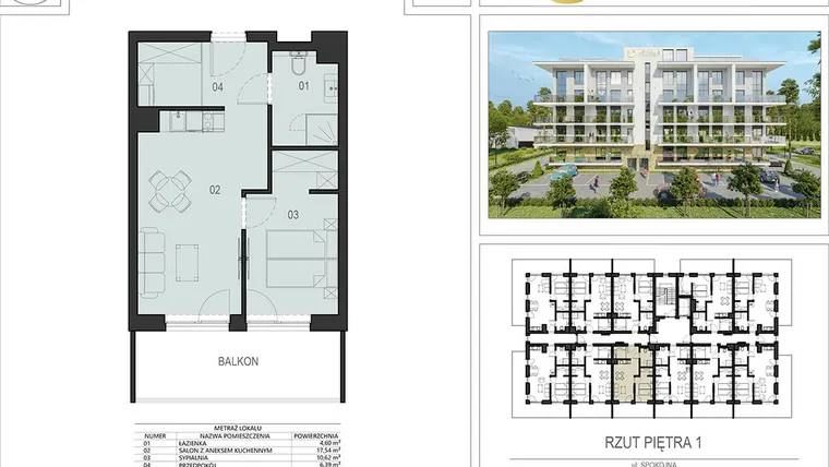 Rzut - Mieszkanie na sprzedaż 2 pokoje o powierzchni 38,86 m² - numer 1.06 w Ustronie Supreme Apartments