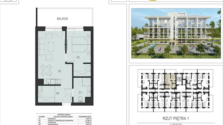 Rzut - Mieszkanie na sprzedaż 2 pokoje o powierzchni 39,21 m² - numer 1.11 w Ustronie Supreme Apartments