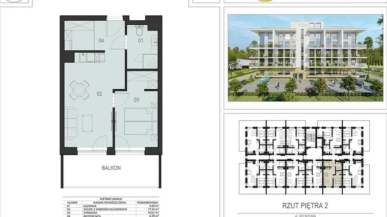Rzut - Mieszkanie na sprzedaż 2 pokoje o powierzchni 38,91 m² - numer 2.04 w Ustronie Supreme Apartments