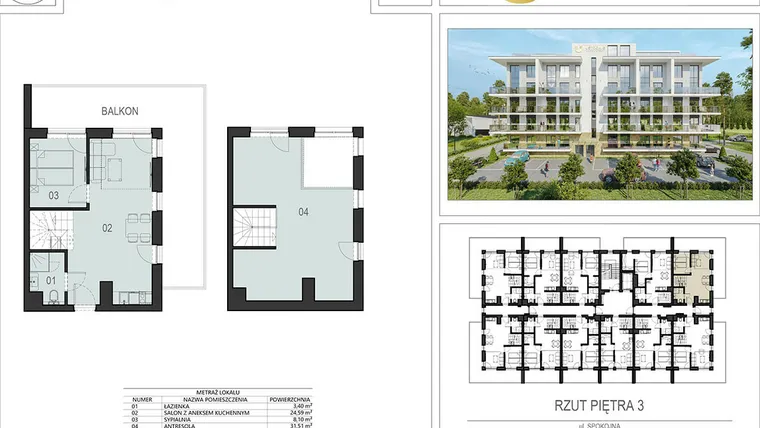 Rzut - Mieszkanie na sprzedaż 2 pokoje o powierzchni 68,29 m² - numer 3.02 w Ustronie Supreme Apartments