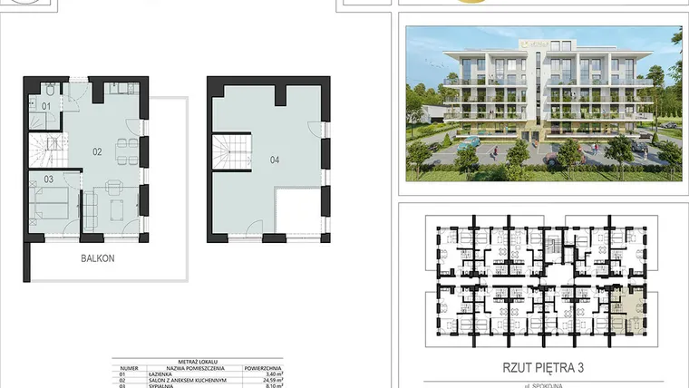 Rzut - Mieszkanie na sprzedaż 2 pokoje o powierzchni 68 m² - numer 3.03 w Ustronie Supreme Apartments