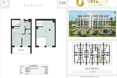 Rzut - Mieszkanie na sprzedaż 2 pokoje o powierzchni 66,31 m² - numer 3.04 w Ustronie Supreme Apartments