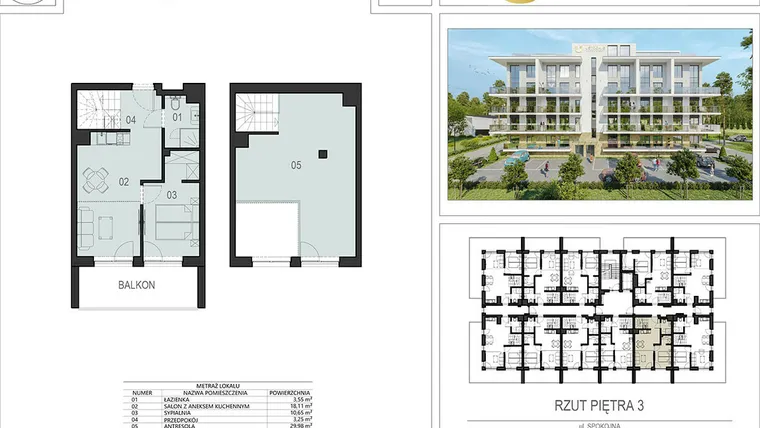 Rzut - Mieszkanie na sprzedaż 2 pokoje o powierzchni 66,31 m² - numer 3.04 w Ustronie Supreme Apartments