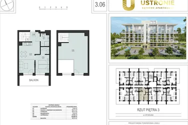 Rzut - Mieszkanie na sprzedaż 2 pokoje o powierzchni 66,17 m² - numer 3.06 w Ustronie Supreme Apartments