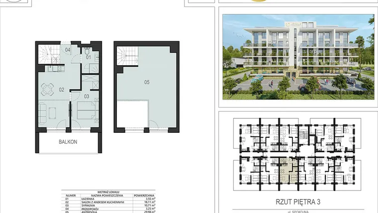 Rzut - Mieszkanie na sprzedaż 2 pokoje o powierzchni 66,17 m² - numer 3.06 w Ustronie Supreme Apartments
