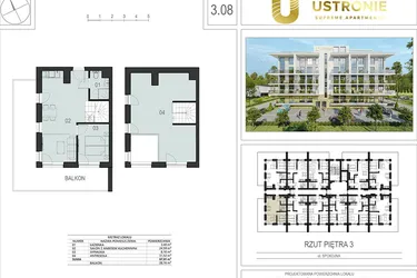 Rzut - Mieszkanie na sprzedaż 2 pokoje o powierzchni 68,71 m² - numer 3.08 w Ustronie Supreme Apartments