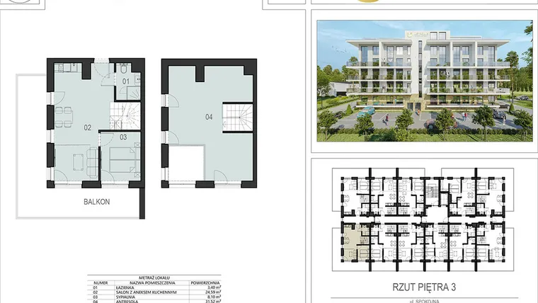Rzut - Mieszkanie na sprzedaż 2 pokoje o powierzchni 68,71 m² - numer 3.08 w Ustronie Supreme Apartments