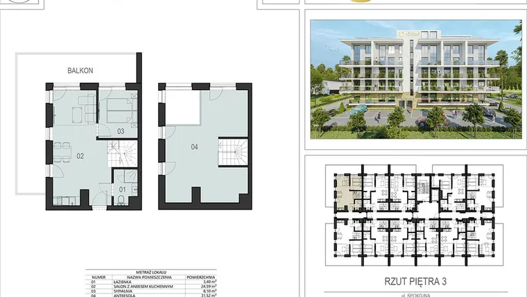Rzut - Mieszkanie na sprzedaż 2 pokoje o powierzchni 68,63 m² - numer 3.09 w Ustronie Supreme Apartments