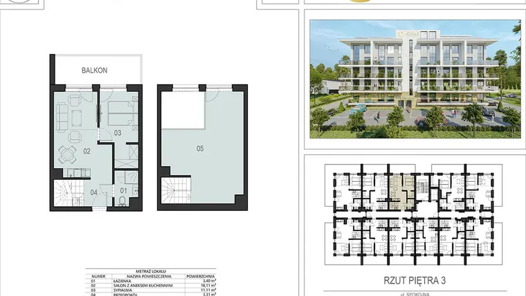 Rzut - Mieszkanie na sprzedaż 2 pokoje o powierzchni 66,81 m² - numer 3.11 w Ustronie Supreme Apartments