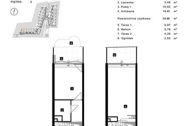 Rzut - Mieszkanie na sprzedaż 2 pokoje o powierzchni 39,85 m² - numer A.0.2 w Cisha Apartamenty Dziwnów