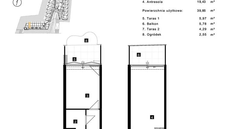 Rzut - Mieszkanie na sprzedaż 2 pokoje o powierzchni 39,85 m² - numer A.0.2 w Cisha Apartamenty Dziwnów