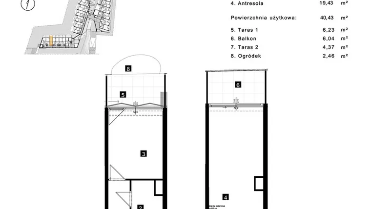 Rzut - Mieszkanie na sprzedaż 2 pokoje o powierzchni 40,43 m² - numer A.0.3 w Cisha Apartamenty Dziwnów