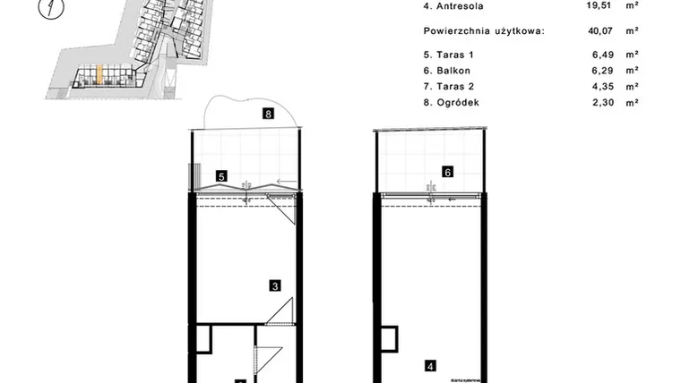 Rzut - Mieszkanie na sprzedaż 2 pokoje o powierzchni 40,07 m² - numer A.0.4 w Cisha Apartamenty Dziwnów
