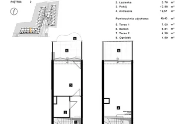 Rzut - Mieszkanie na sprzedaż 2 pokoje o powierzchni 40,33 m² - numer A.0.6 w Cisha Apartamenty Dziwnów