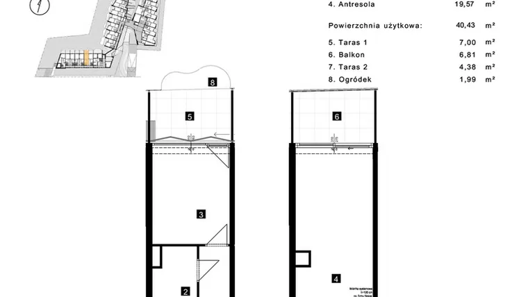 Rzut - Mieszkanie na sprzedaż 2 pokoje o powierzchni 40,33 m² - numer A.0.6 w Cisha Apartamenty Dziwnów