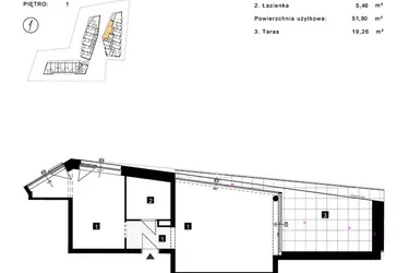 Rzut - Mieszkanie na sprzedaż 2 pokoje o powierzchni 51,9 m² - numer C.1.7 w Cisha Apartamenty Dziwnów