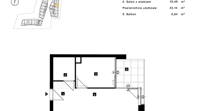 Rzut - Mieszkanie na sprzedaż 2 pokoje o powierzchni 33,14 m² - numer C.1.9 w Cisha Apartamenty Dziwnów