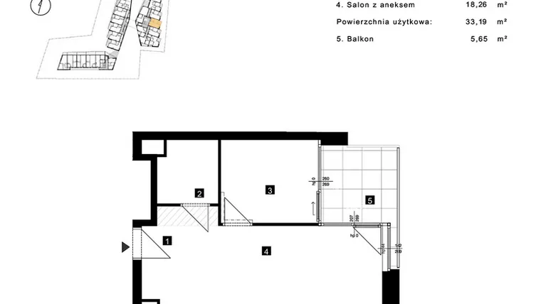 Rzut - Mieszkanie na sprzedaż 2 pokoje o powierzchni 33,19 m² - numer C.1.10 w Cisha Apartamenty Dziwnów