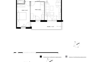 Rzut - Mieszkanie na sprzedaż 3 pokoje o powierzchni 67,93 m² - numer T142 w Nadmorski Dwór - bud. T1 i T2