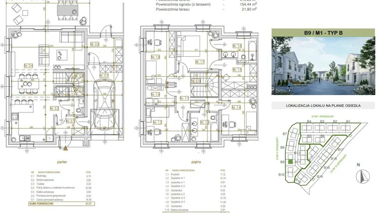 Rzut - Dom na sprzedaż 5 pokoi o powierzchni 159,92 m² - numer B9/M1 w Cesarskie Ogrody