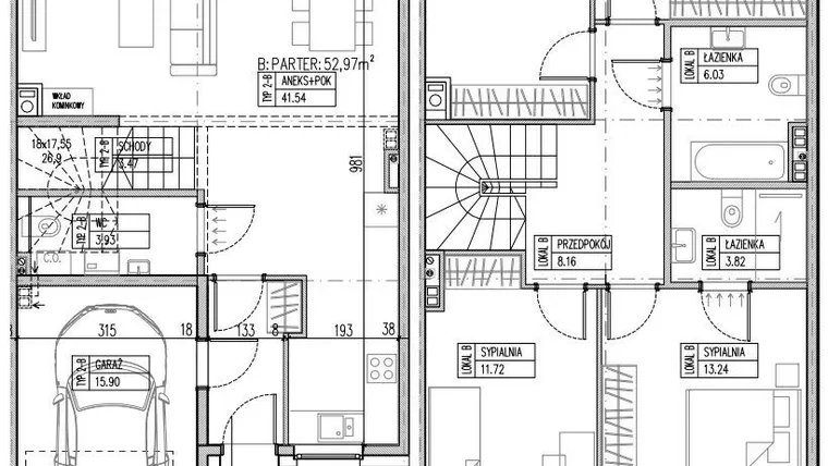 Rzut - Dom na sprzedaż 5 pokoi o powierzchni 130,73 m² - numer 4B w Patch House
