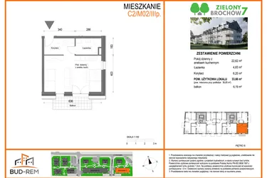 Rzut - Mieszkanie na sprzedaż 1 pokój o powierzchni 33,66 m² - numer C2/M02/3P w Zielony Brochów 7