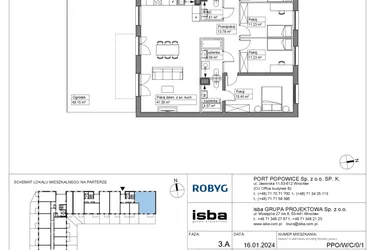 Rzut - Mieszkanie na sprzedaż 5 pokoi o powierzchni 116,18 m² - numer PPO/W/C/0/1 w Port Popowice bud. W