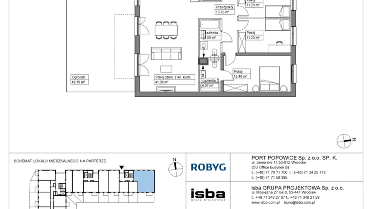 Rzut - Mieszkanie na sprzedaż 5 pokoi o powierzchni 116,18 m² - numer PPO/W/C/0/1 w Port Popowice bud. W