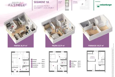 Rzut - Dom na sprzedaż 3 pokoje o powierzchni 113,78 m² - numer 1a w Osiedle Pastell